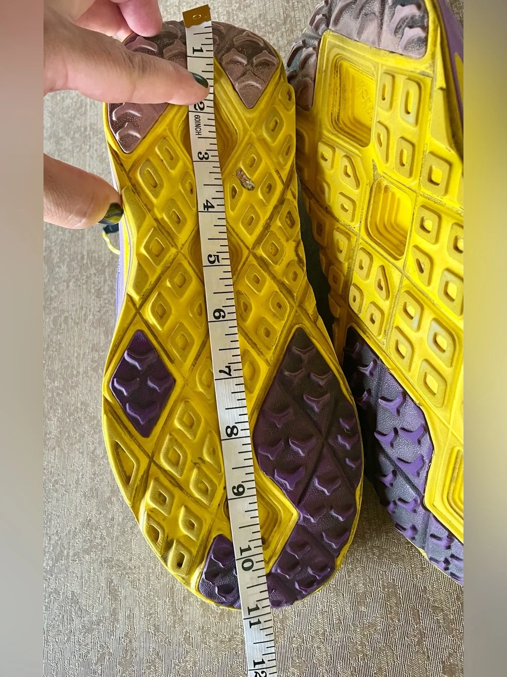 Hoka One One Women's Purple and Yellow Running Sneakers size 9